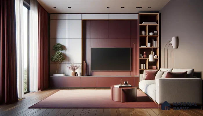 Modern Living Enveloped in Rich Marsala and Wooden Tones | Material Depot