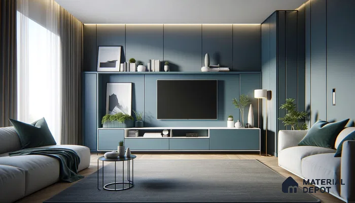 Modern Living Room Design with Sleek Blue and Grey Tones | Material Depot