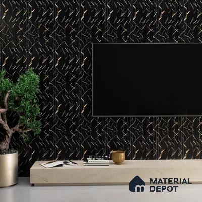 Black Marble Look WPC Louver/Panel 9.5 Ft x 6.5 inch - 23 mm | Ideal for Feature Wall, Living Room, Bedroom, Home, Office | PN 00271 | Width is Subjected to 5% Variation