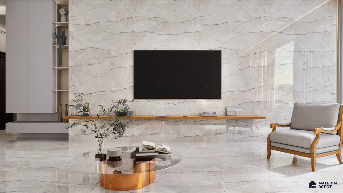 Modern Living Room with Elegant Marble Accents | Material Depot
