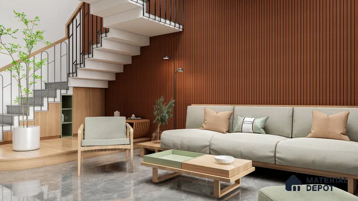 Brown Wooden Louver PN 05483 8 ft x 5 inch Charcoal Panel - 11 mm | Suitable for Feature Wall, TV Unit & Living Room | Width is Subjected to 5% Variation