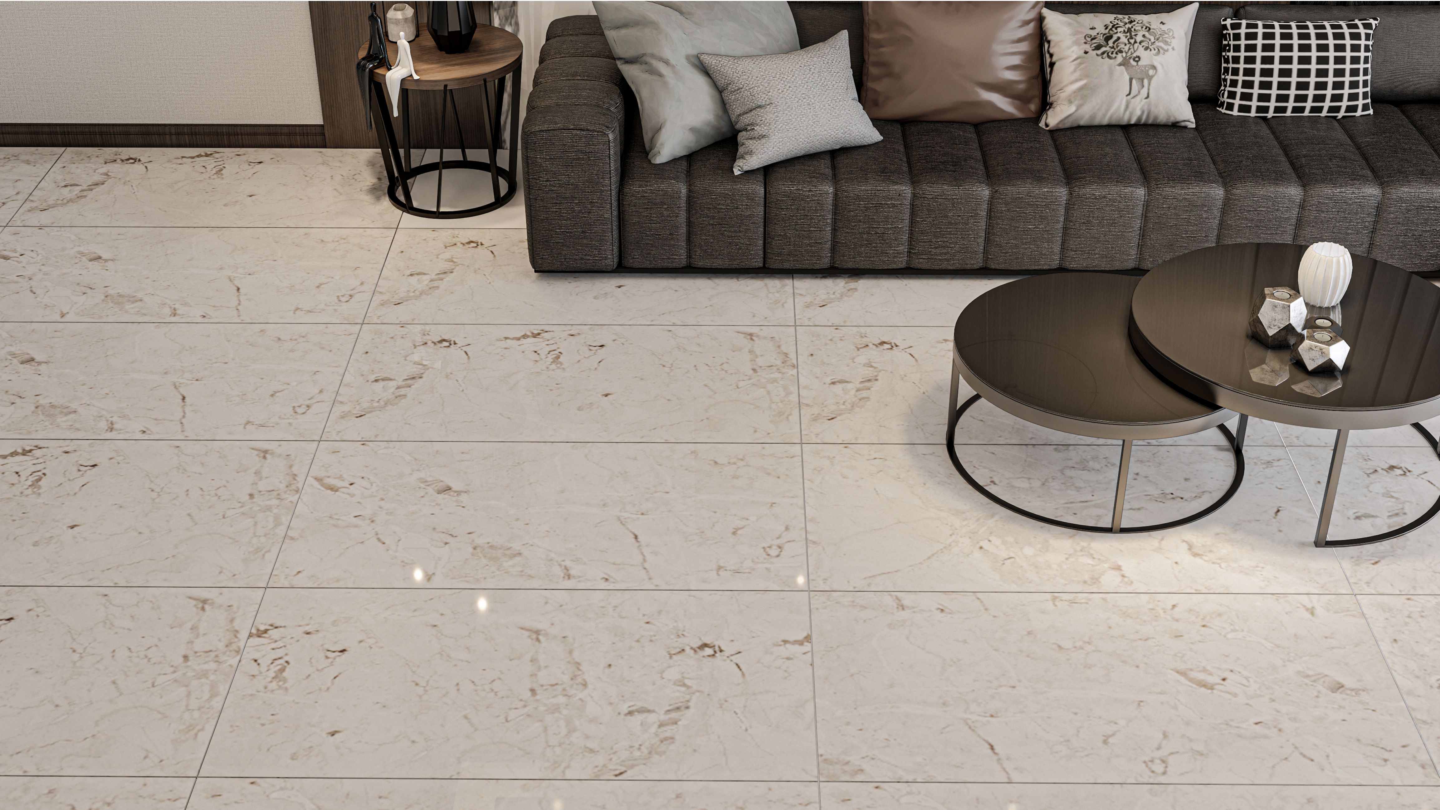 Marble Look Wall & Floor Tile TL 08889 | Glossy Finish 4 ft x 2 ft Vitrified Tile - 9 mm | Suitable For Kitchen, Bathroom, Bedroom & Office