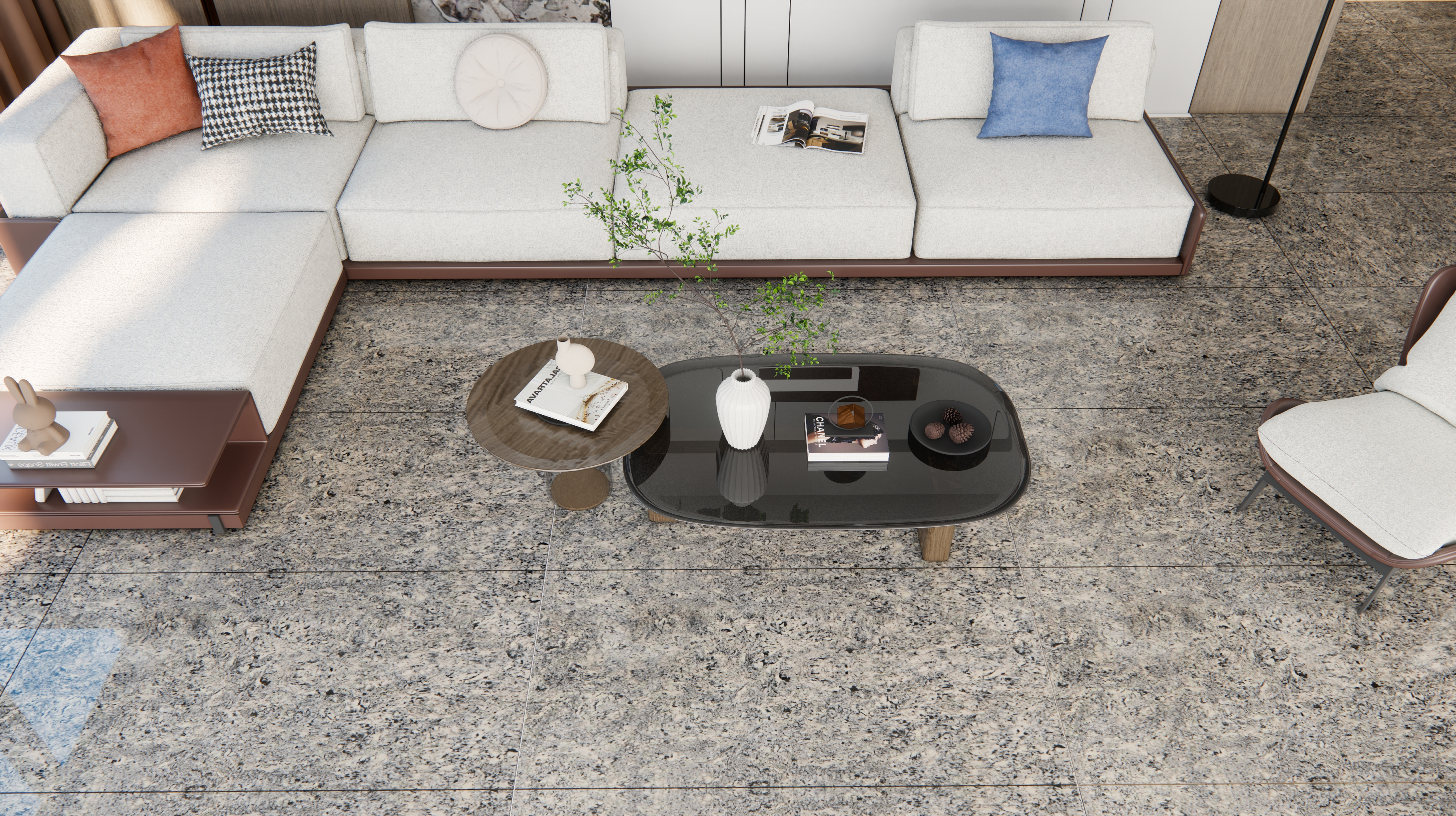 Marble Floor & Wall Double Charge Tile | TL 05556 B Tesla Ash 4 ft x 2 ft Glossy Finish Vitrified Tile | Suitable For Living Room, Bedroom, Kitchen