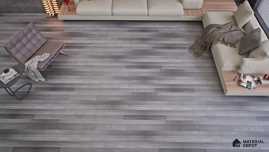 HDF Laminate Wood Floor AC5 Class 33 Grade Unicorn Topaz Grey LF 00310 D 48x8 inch (1215x197 mm) - 8 mm | Natural Wood Grain Textures | U Groove | Unilin Click Locking System with Yellow Plank Backing | 12-15 Years Warranty