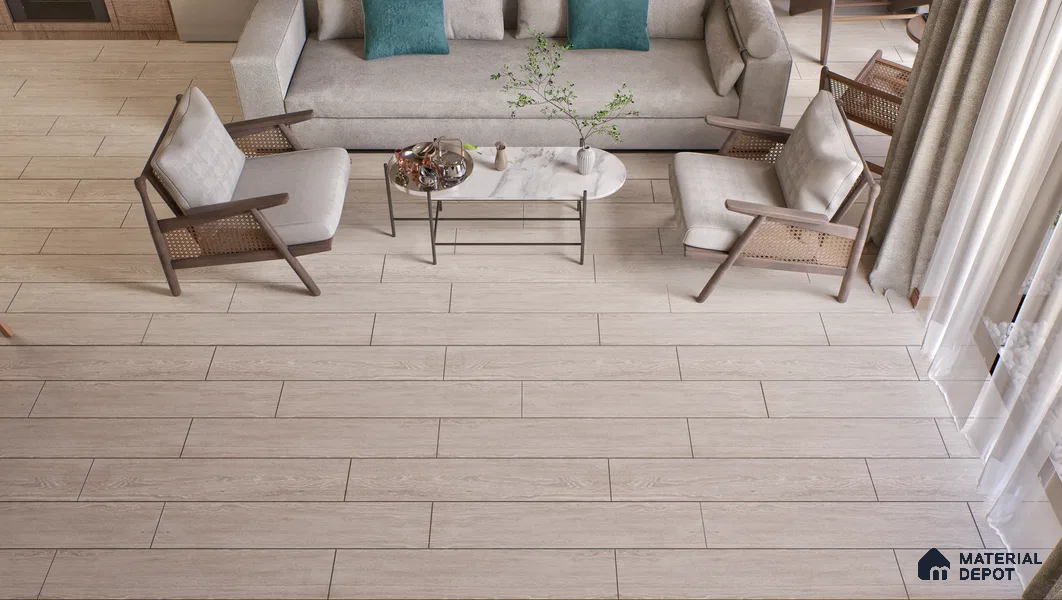 TL 01238 B Oaklore Cemento 1000x200 mm Matte Finish Vitrified Wooden Look Floor Tile - 9 mm | 2-3 mm Spacer is Mandatory