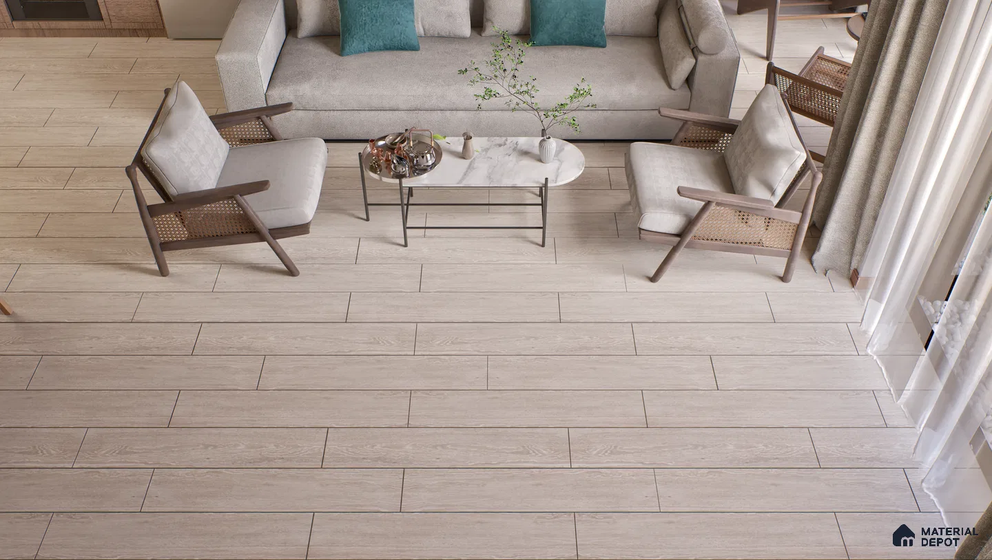 Modern Living Room with Light Wood Flooring | Material Depot