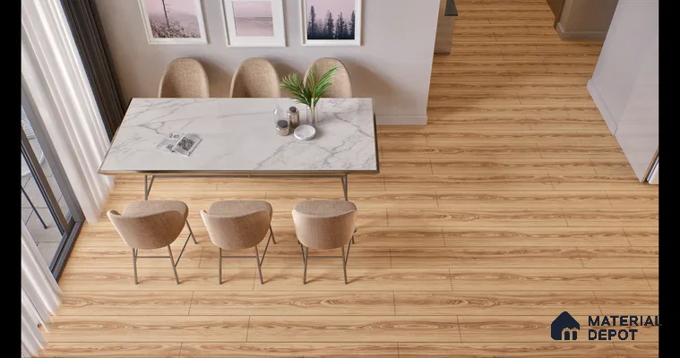 Modern Living Room with Light Wood-Look Flooring | Material Depot