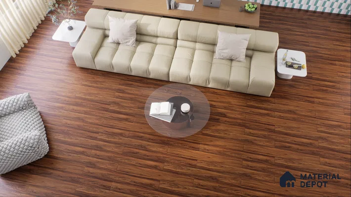 Modern Living Room with Polished Wood Flooring | Material Depot