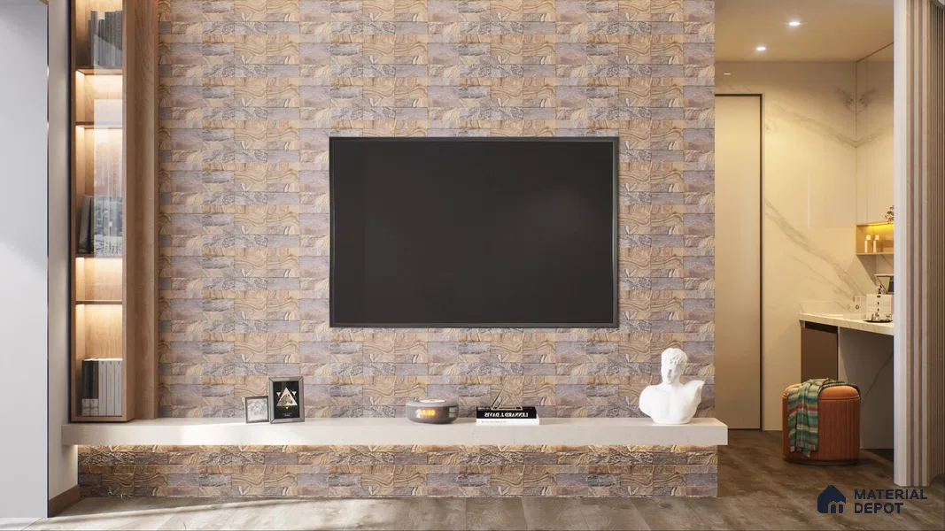 WL 00091 Damson Dark 600 x 150 mm Natural Stone Wall Cladding |  Stone is a Natural Product, Please Expect Variation in Shades