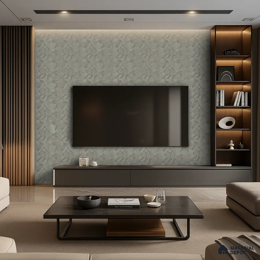 Modern Parallel Kitchen with Olive Matte Laminate and Natural Wood Finish | Material Depot