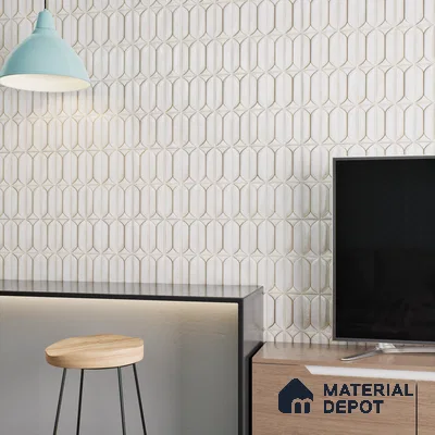 Faux Subway Wall Tile TL 04688 B Capsule Solara Carpaccio White 2 ft x 1 ft Ceramic Glossy Finish - 9 mm | Suitable For Kitchen, Bathroom Walls and Backsplashes | Please Expect a Slight Variation of Pattern