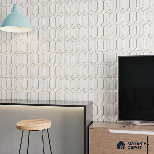 Faux Subway Wall Tile TL 04688 B Capsule Solara Carpaccio White 2 ft x 1 ft Ceramic Glossy Finish - 9 mm | Suitable For Kitchen, Bathroom Walls and Backsplashes | Please Expect a Slight Variation of Pattern