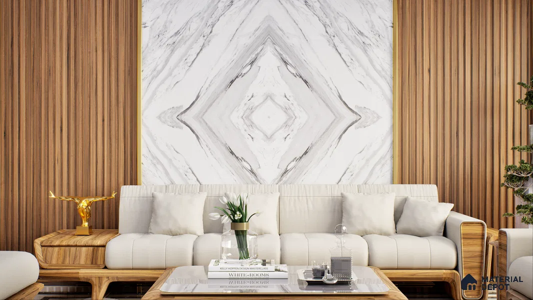 White Digital Look LM 01089 8 ft x 4 ft Texture Finish Decorative Laminate - 1 mm | Suitable for TV Unit, Wardrobe, Kitchen Cabinets