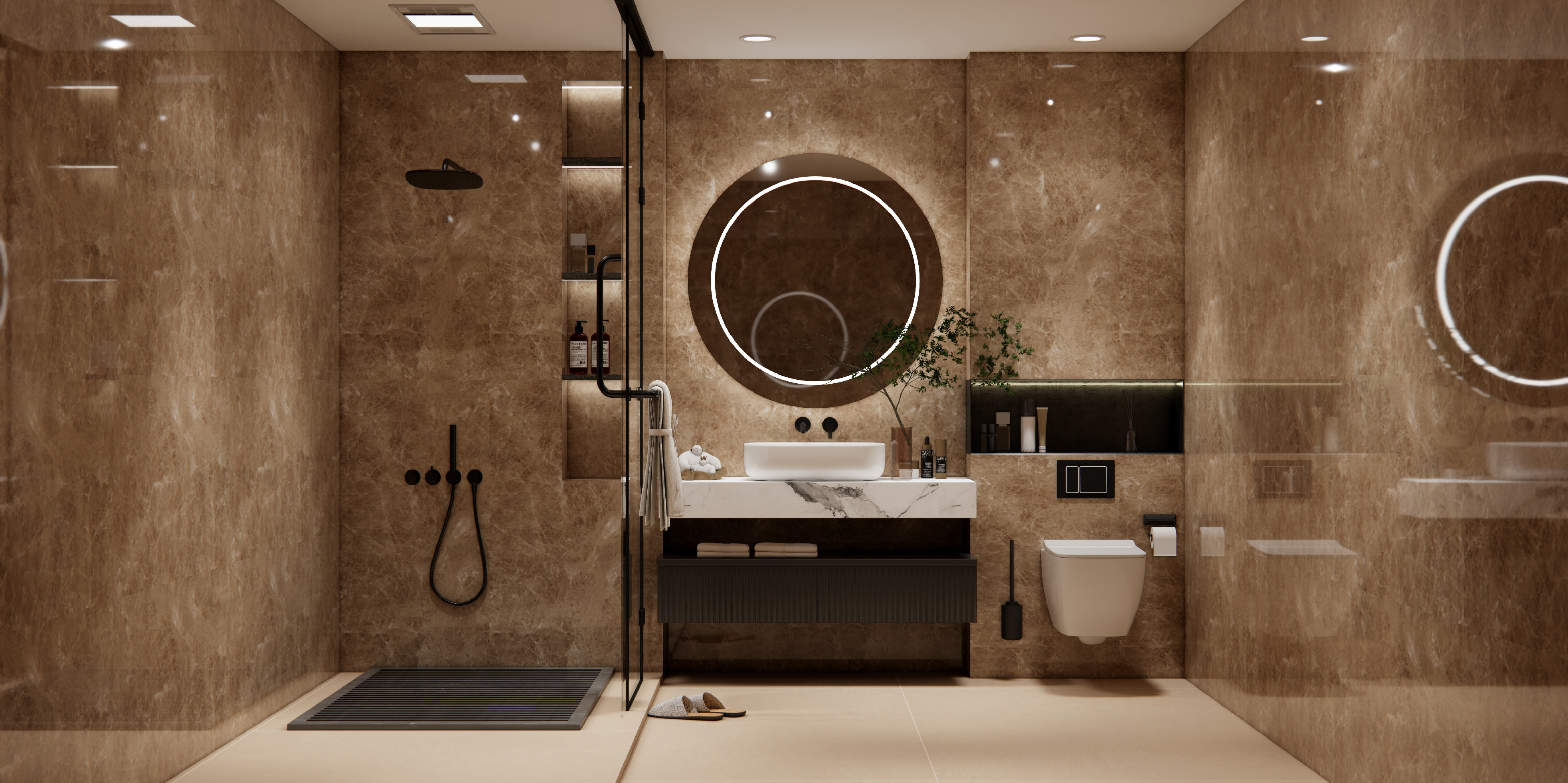 Budget Friendly Marble Floor & Wall Tile Value For Money TL 05592 Brown Logger 4 ft x 2 ft - Vitrified Glossy Finish -9 mm | 7 Random Design | Suitable for Living Room, Bedroom & Bathroom