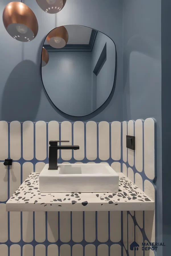 Modern Minimalism: Sleek Bathroom with Copper Accents | Material Depot