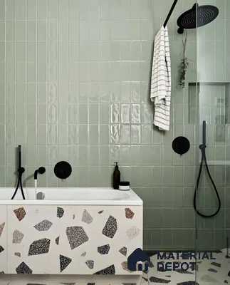 Modern Minimalism: Terrazzo Charm and Soft Sage Tiles | Material Depot
