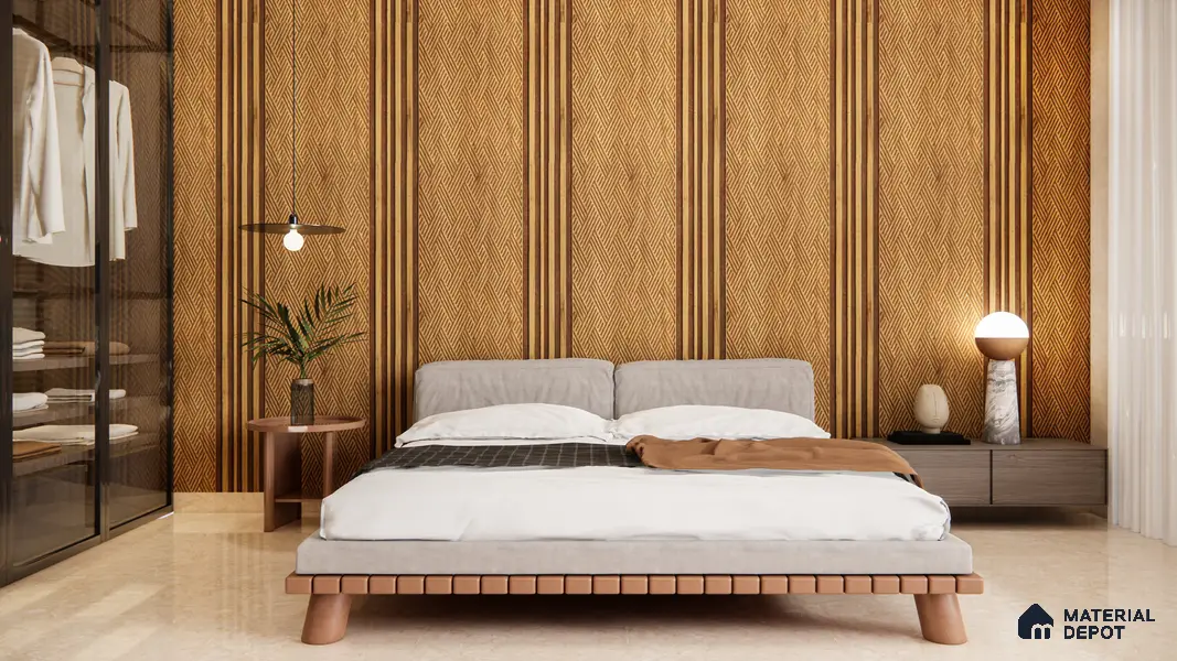 Brown Patterned Louver PN 01652 8 ft x 12 inch Charcoal Panel - 6 mm | Suitable for Feature Wall, TV Unit & Living Room | Width is Subjected to 5% Variation