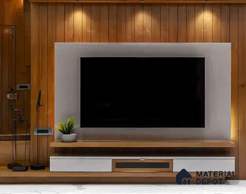 Modern Minimalist Entertainment Nook with Modern TV Unit Design | Material Depot