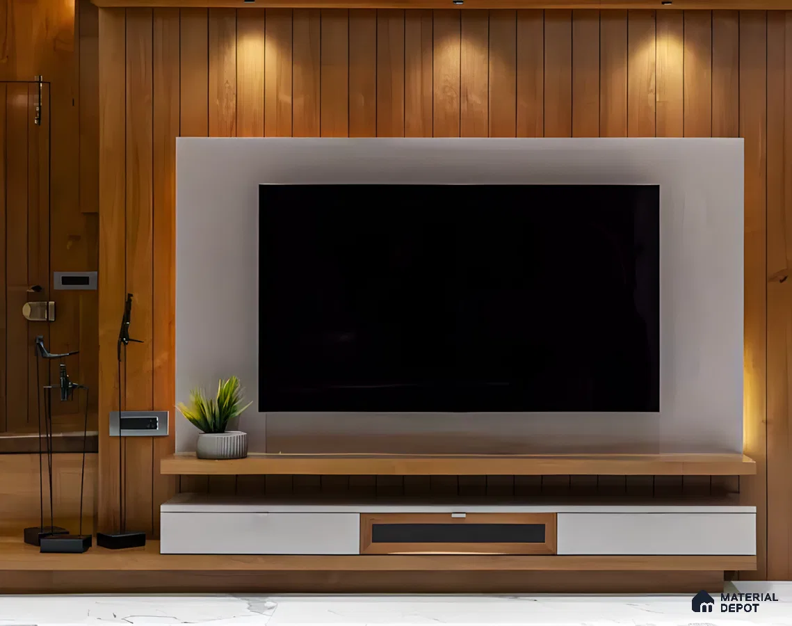 Modern Minimalist Entertainment Nook with Modern TV Unit Design | Material Depot