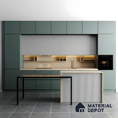 Modern Minimalist Kitchen with Fluted Details | Material Depot