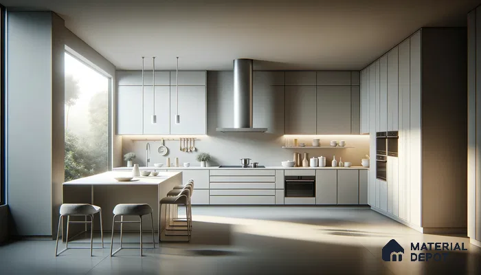 Modern Minimalist Kitchen with Neutral Palette and Streamlined Design | Material Depot