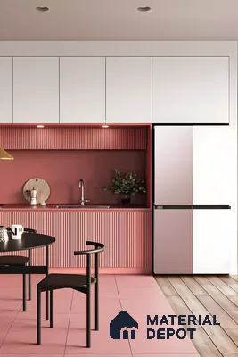 Modern Minimalist Kitchen with Pink Accents | Material Depot