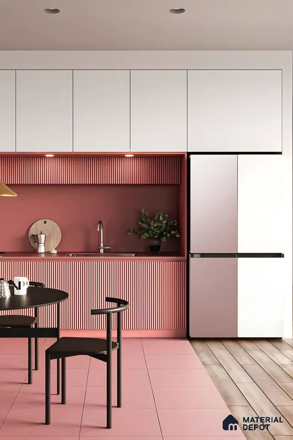 Modern Minimalist Kitchen with Pink Accents | Material Depot