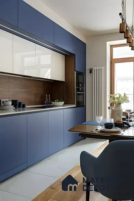 Modern Minimalist Kitchen With Purple And White Laminate Cabinets And Wooden Accents | Material Depot