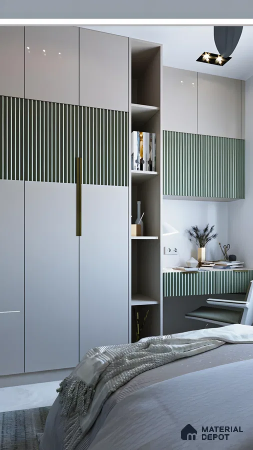 Modern Minimalist Wardrobe with Green Accents | Material Depot