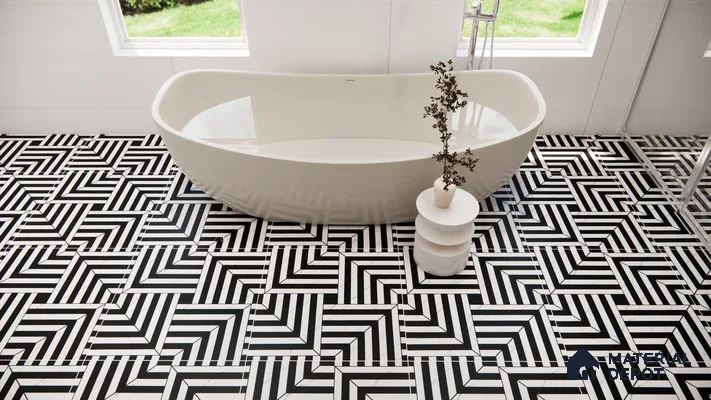 Moroccan Floor & Wall Tile TL 03350 Marmo Monochrome 2 ft x 2 ft Carving Matte Finish Vitrified Tile - 9 mm | Please Expect a Slight Variation of Pattern | Suitable For Balcony, Bathroom, Dining Area