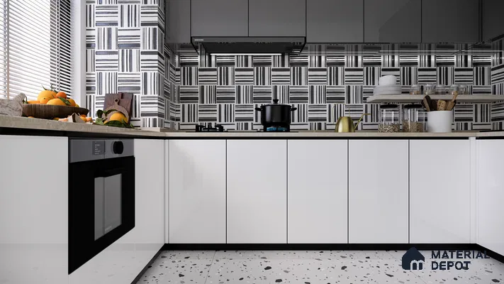 Terrazzo Wall & Floor Tile TL 08710 Grey 4 ft x 2 ft Glossy Finish Vitrified Tile - 8.5 mm