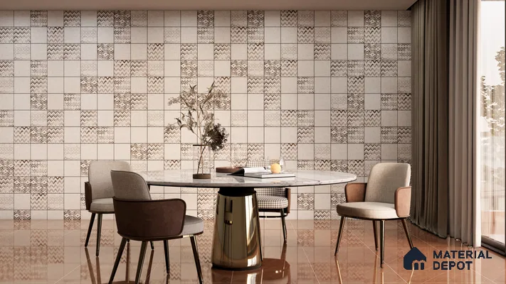 Modern Monochrome Patchwork Tiles for Dining Accent Wall | Material Depot
