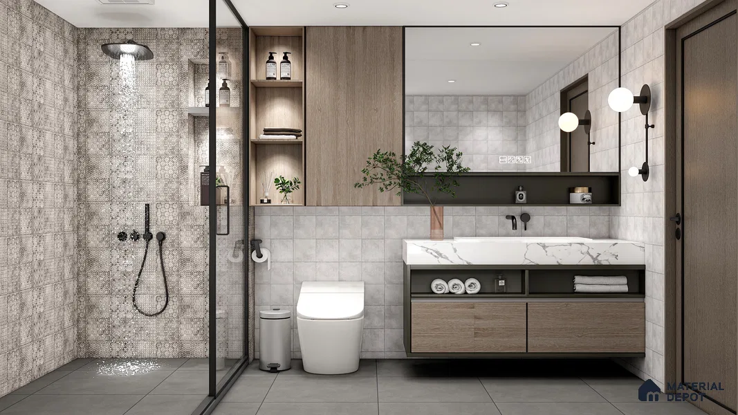 Cement Wall & Floor Tile TL 04672 H Nimbus Oyster Beige washed/weathered Surface 2 ft x 2 ft Porcelain Matte Finish 8 mm | Suitable for Living Room, Bedroom, Bathroom, Kitchen & Balcony