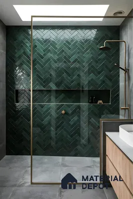 Modern Oasis: Chic Chevron in Emerald | Material Depot