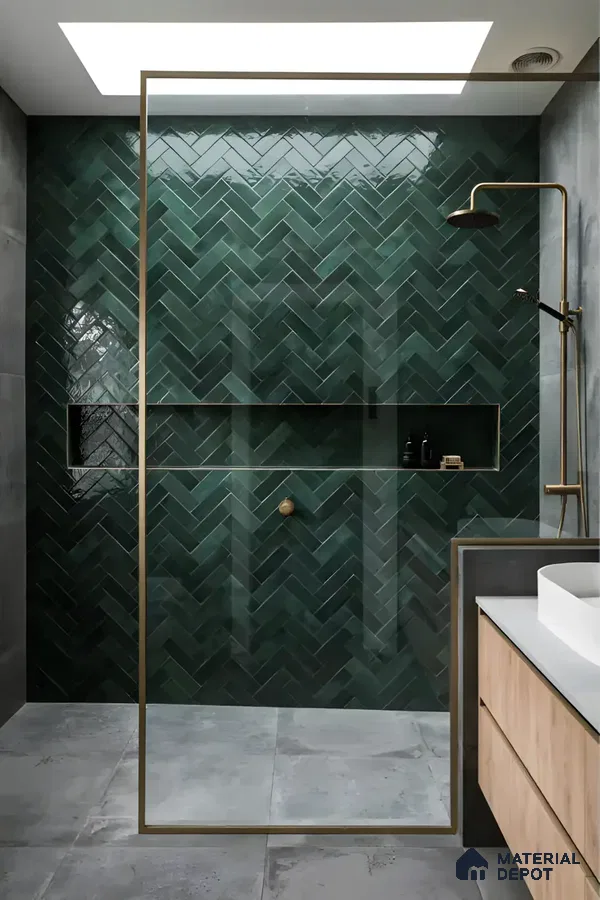 Modern Oasis: Chic Chevron in Emerald | Material Depot