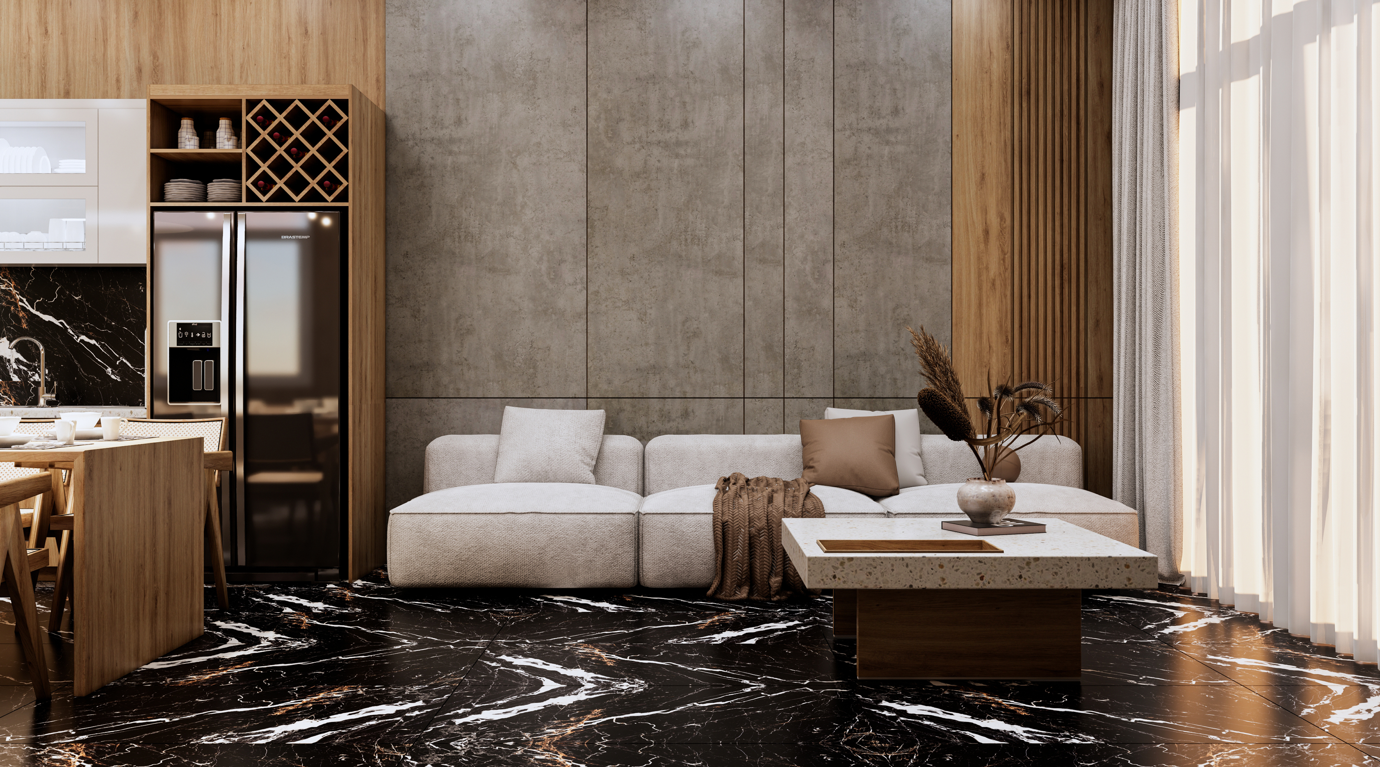 Marble Look TL 08522 Shimla Gold 4 ft x 2 ft Vitrified High Gloss Finish - 8 mm | Random 4