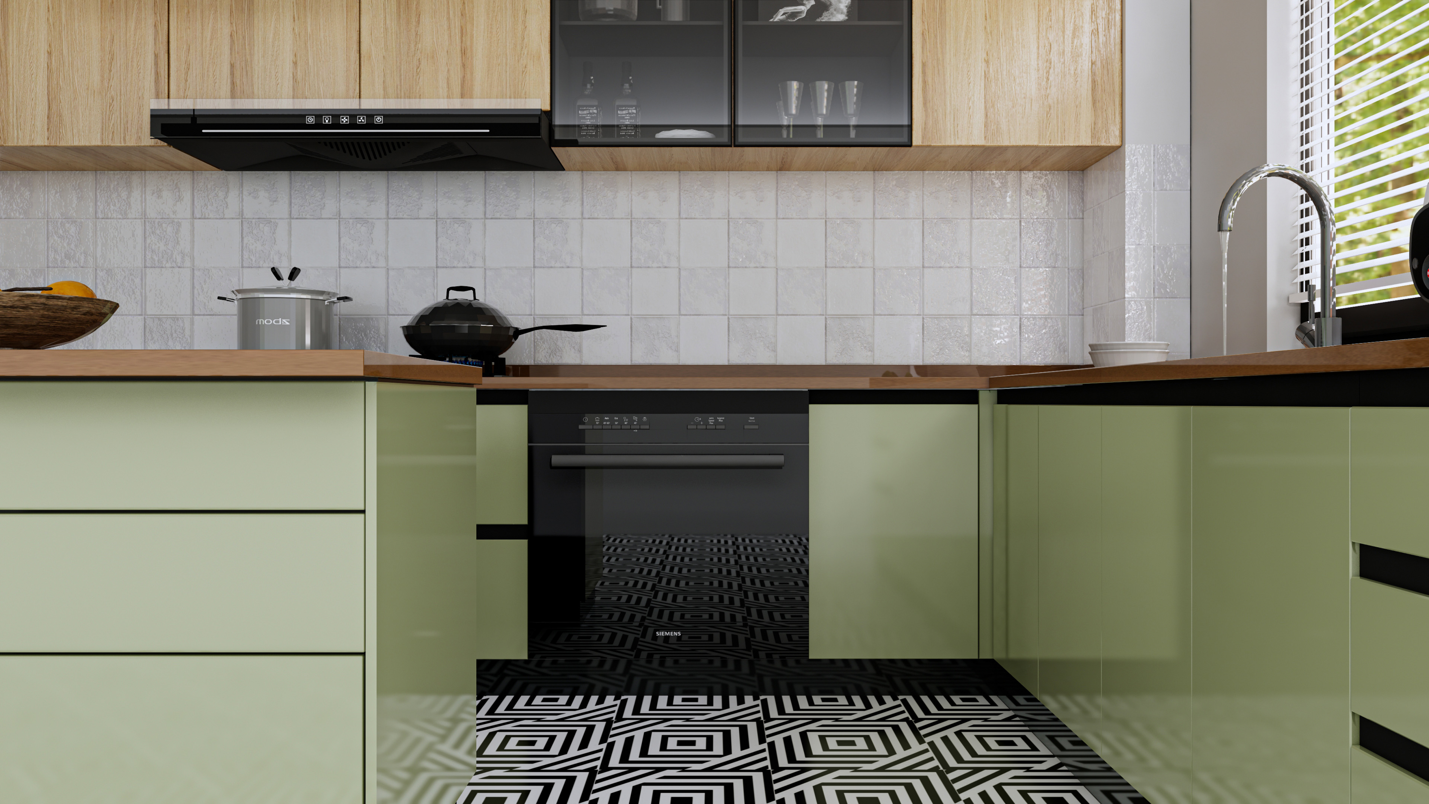 Moroccan Wall & Floor Tile TL 05206 Zellige Illusional Box Multi Colour 1 ft x 1 ft Vitrified Matte Finish - 9 mm | Suitable for Kitchen, Bathroom, Entryway | Please Expect a Slight Variation of Pattern