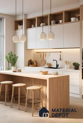 Modern Scandinavian Kitchen with Warm Wooden Accents | Material Depot