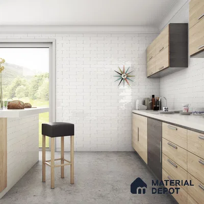Modern Simplicity Stone Textured Flooring in Stylish Kitchen | Material Depot