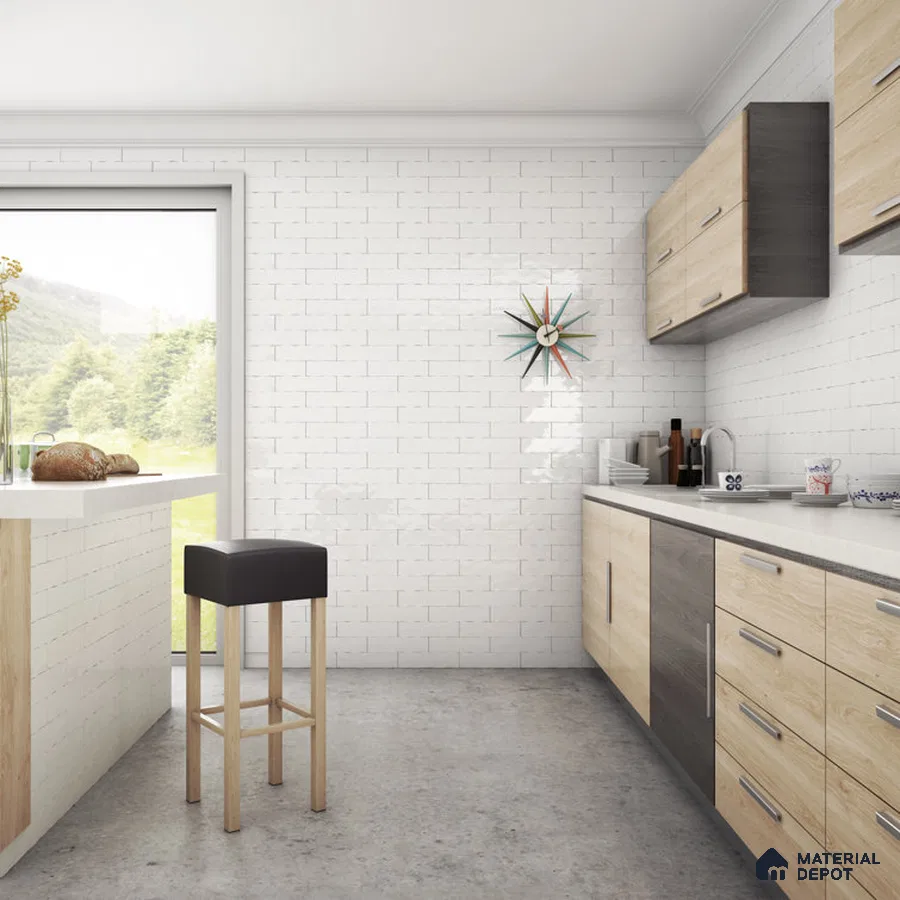 Modern Simplicity Stone Textured Flooring in Stylish Kitchen | Material Depot