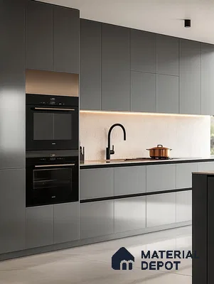 Modern Slate Grey Kitchen with Minimalist Design | Material Depot