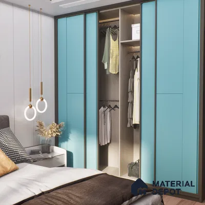 Blue Textured Solid Look LM 01283 8 ft x 4 ft Texture Finish Decorative Laminate - 1 mm | Suitable for TV Unit, Wardrobe, Kitchen Cabinets