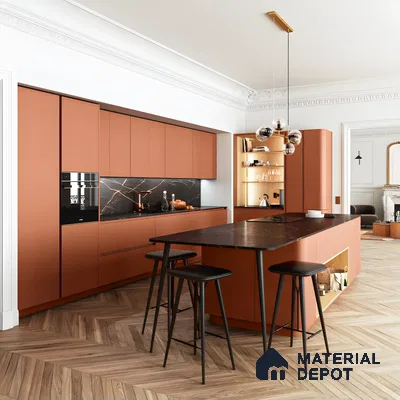 Modern Terracotta Kitchen with Sleek Black Accents | Material Depot