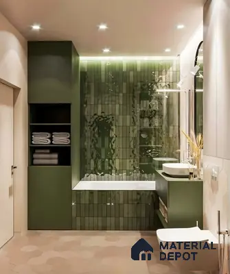 Modern Tranquility: Soft Green Bathroom Oasis | Material Depot