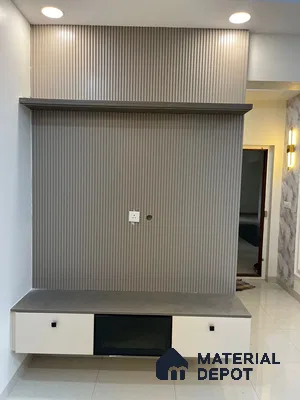 Modern TV Unit with Fluted Paneling in Bengaluru | Material Depot