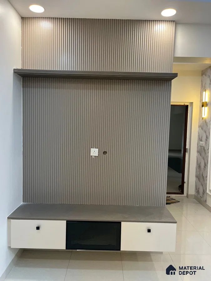 Modern TV Unit with Fluted Paneling in Bengaluru | Material Depot