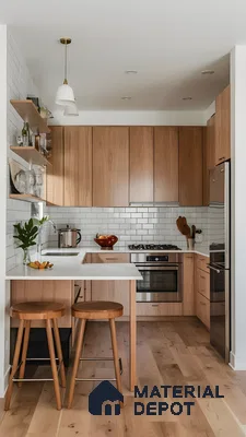 Modern Warmth: A Natural Wood Kitchen With Subway Tile Charm | Material Depot