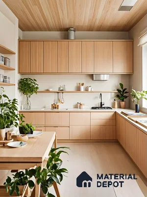 Modern Wooden Kitchen With Quartz Countertops | Material Depot