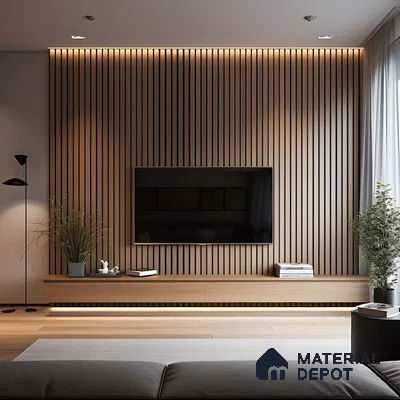 Modern Wood-Paneled TV Wall | Material Depot