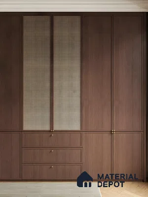 Modern Woven Door Wardrobe with Wood Accents | Material Depot